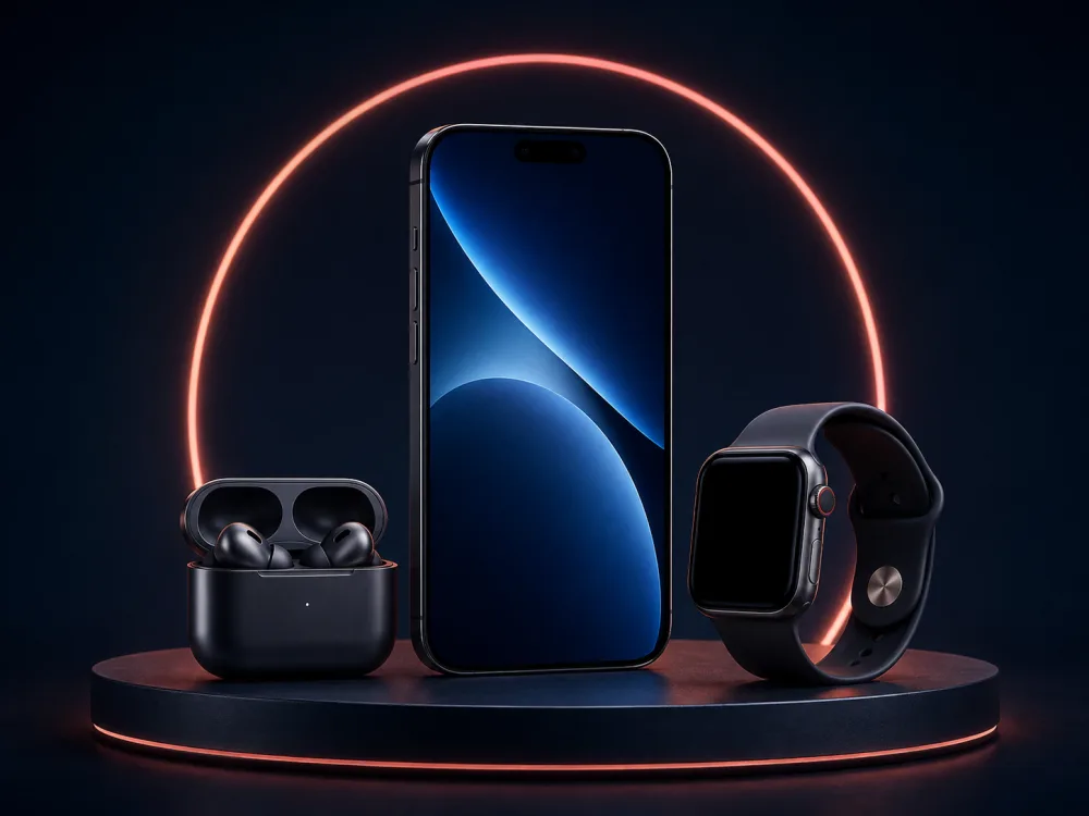 Premium smartphone, wireless earbuds and smartwatch bundle